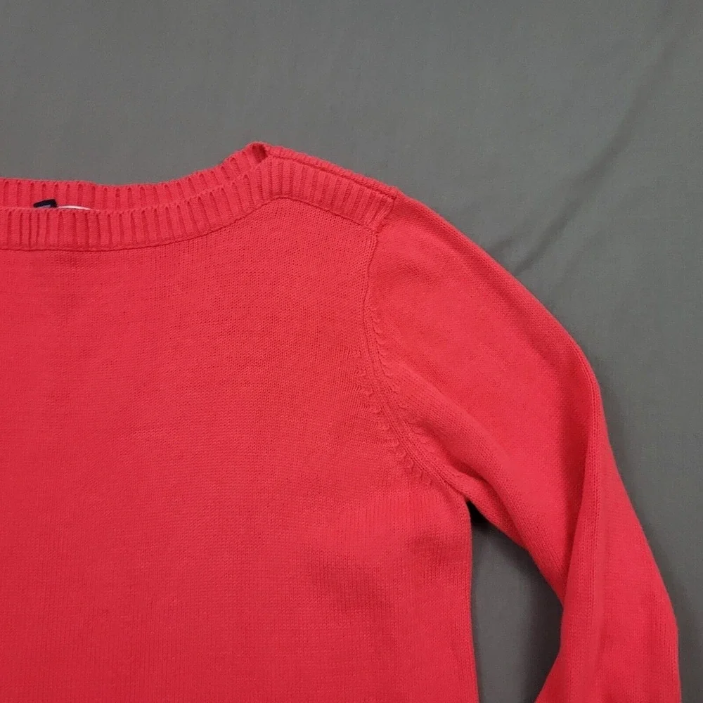 Karen Scott Woman 1X Coral Pink 100% Cotton Boat Neck‎ 3/4 Sleeve Button Sweater
